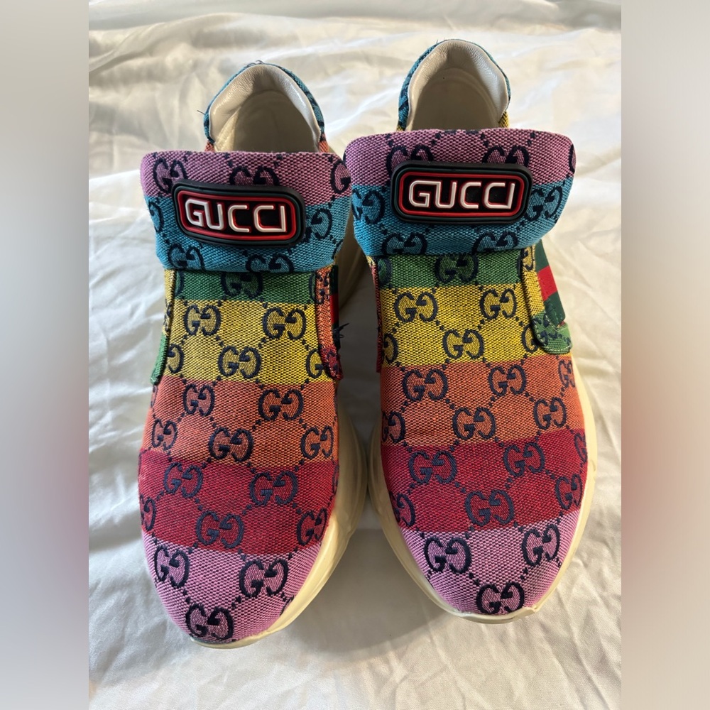 Gucci Rython GG Multi-Color Platform Sneakers Size 8